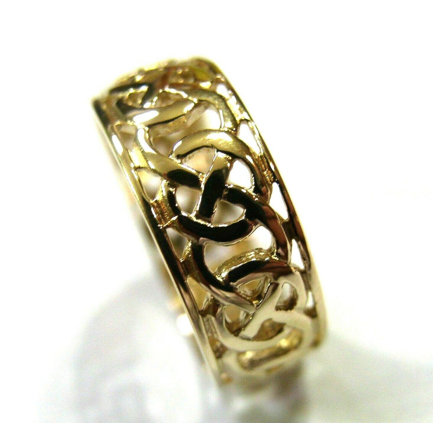 Genuine 9ct 9k Solid Yellow, Rose Or White Gold Large Celtic Ring In Your Size 223