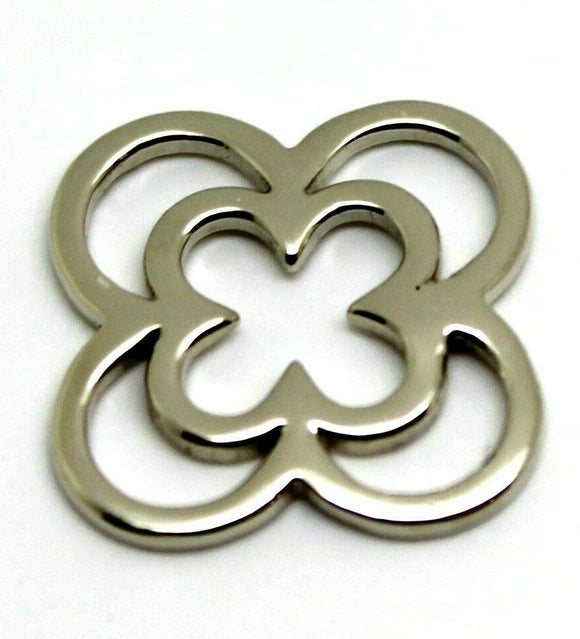 Solid 9ct White Gold Small And Large Four Leaf Clover Pendant