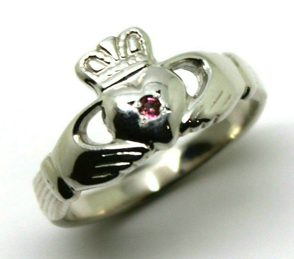 Size M Sterling Silver Pink Tourmaline Claddagh Ring *Free Express Post In Oz