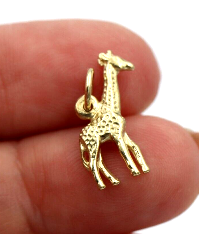 Genuine 9ct Yellow Gold Giraffe + jump Pendant Zoo Animal African Safari Pendant or Charm