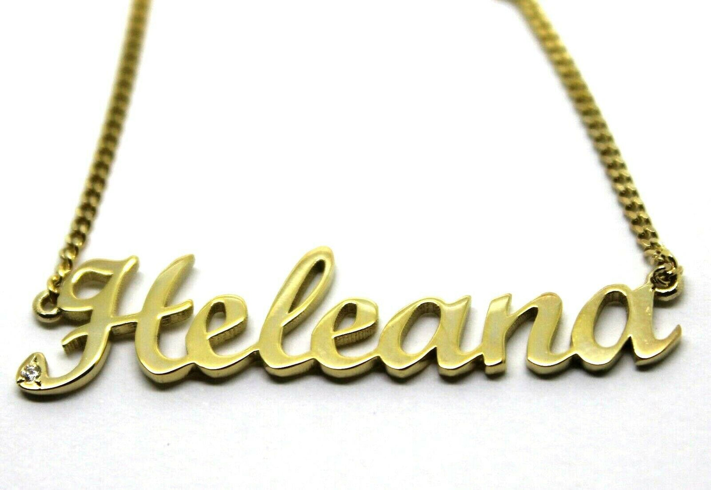 Genuine Solid 9ct 375 Yellow, Rose or White Gold Diamond Nameplate Pendant Necklace Any Name!