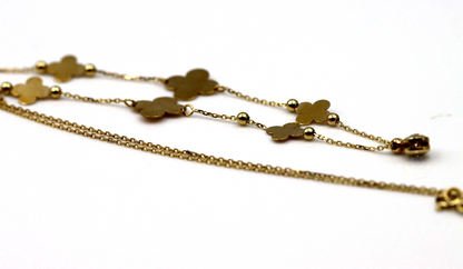 Genuine 14ct 585 Yellow Gold 4 Leaf Clover Necklace 46cm long- Free post