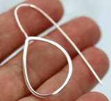 Genuine Sterling Silver Open Teardrop Earrings Fixed Earwires