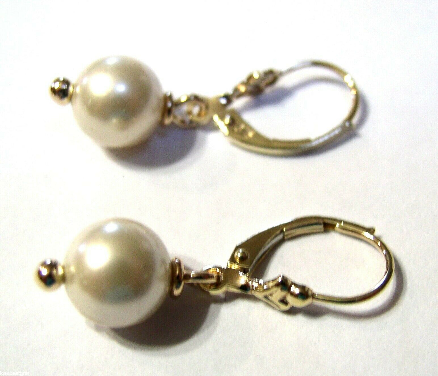 Genuine New 9ct 9kt Yellow, Rose or White Gold 8mm White Pearl Continental Clip Earrings