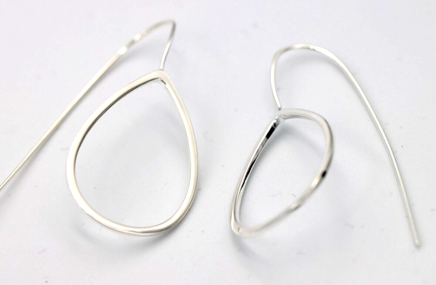 Genuine Sterling Silver Open Teardrop Earrings Fixed Earwires