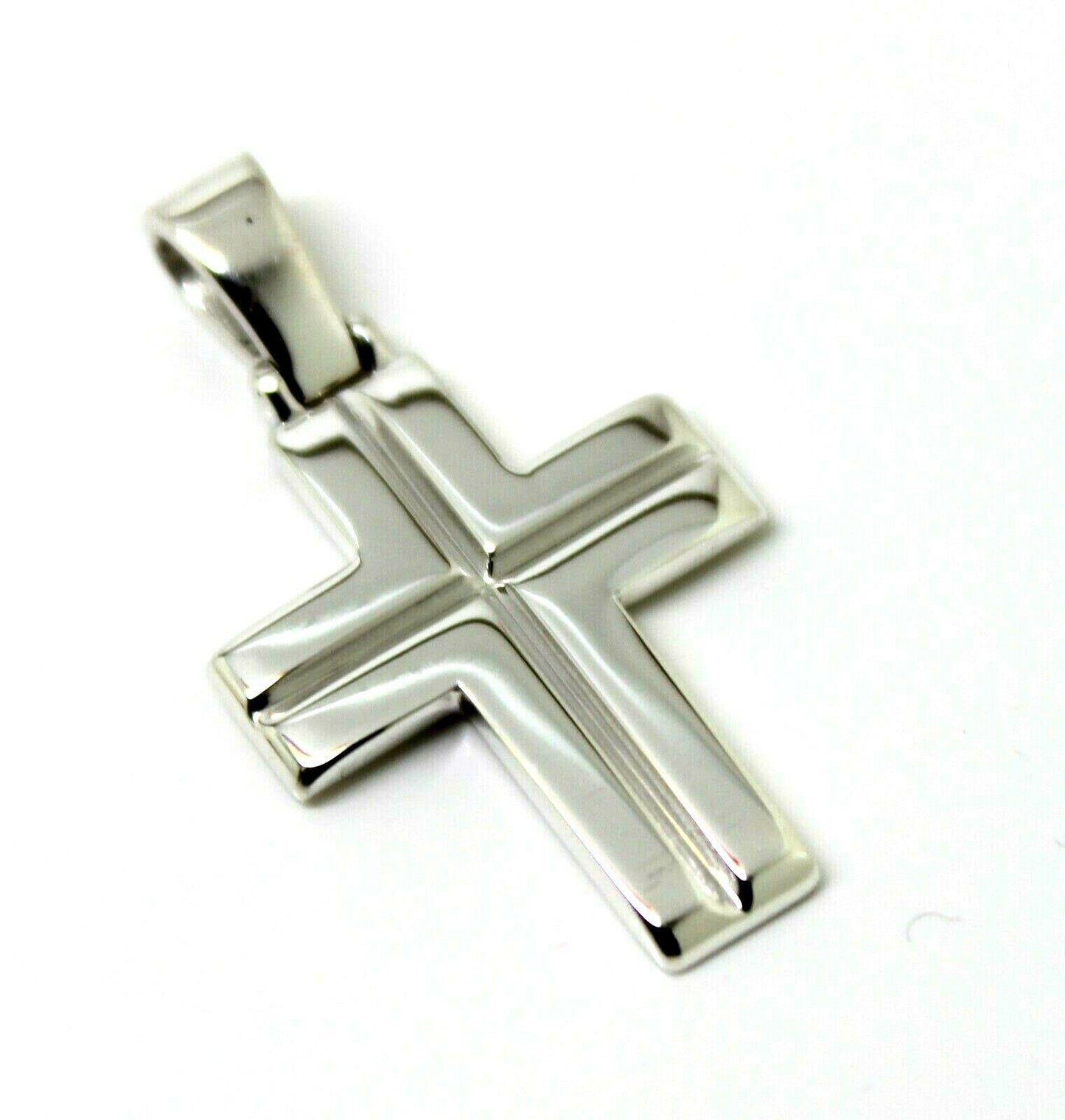 Genuine Solid Sterling Silver 925 Heavy Large Ridged Plain Cross Pendant