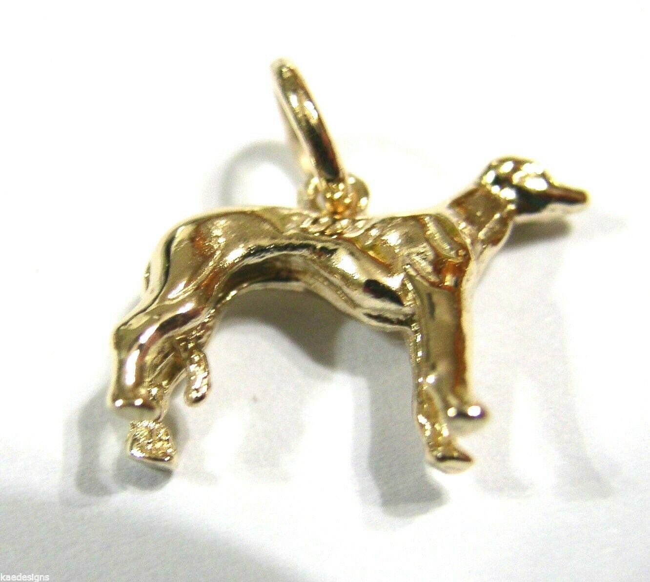 Kaedesigns, 3D 9ct Yellow Or Rose Or White Gold Greyhound Dog Charm Or Pendant