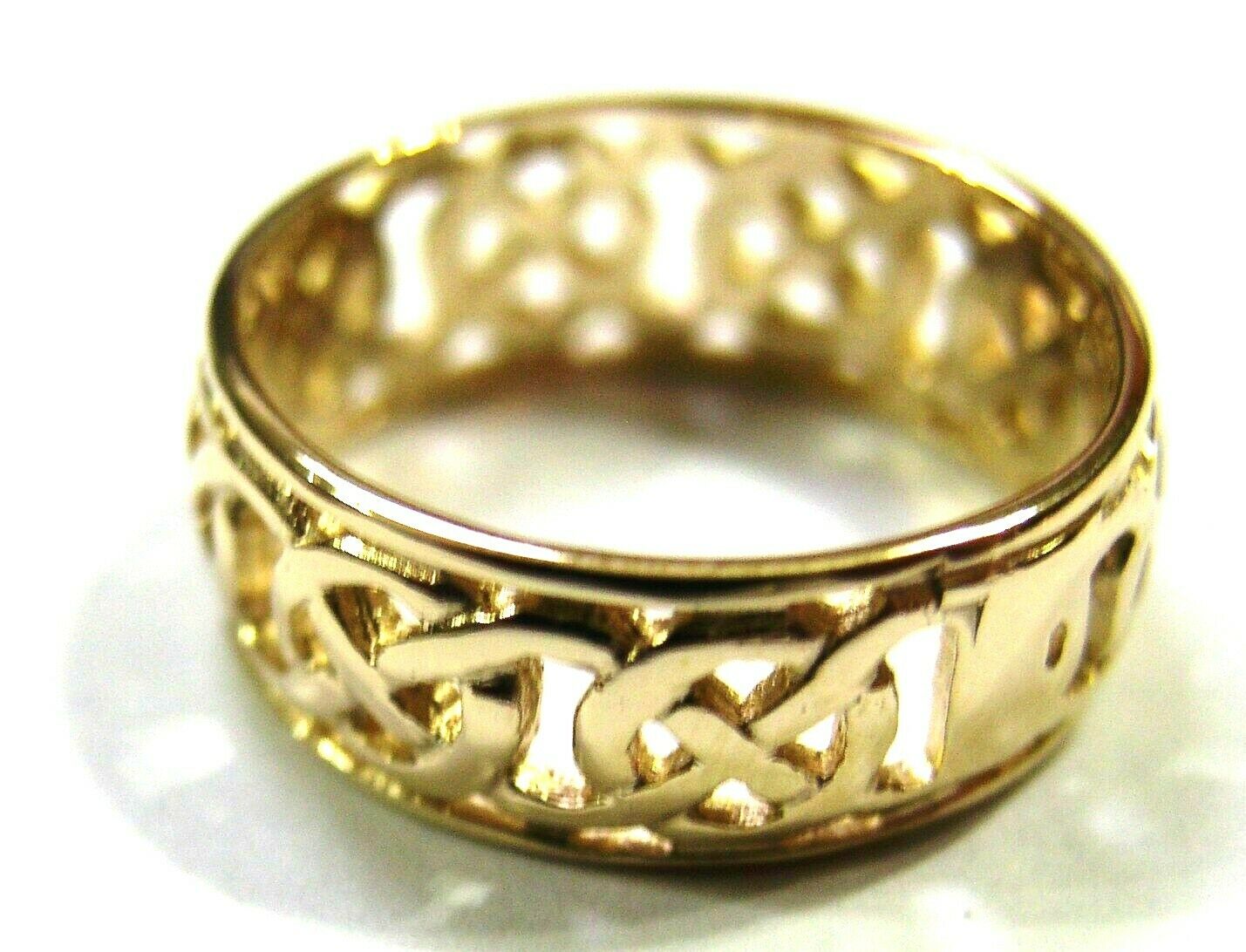 Genuine 9ct 9k Solid Yellow, Rose Or White Gold Large Celtic Ring In Your Size 223