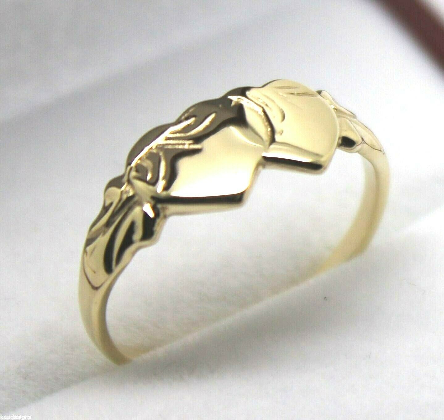 Size L 1/2 Solid 9ct Yellow, Rose or White Gold Double Heart Signet Ring