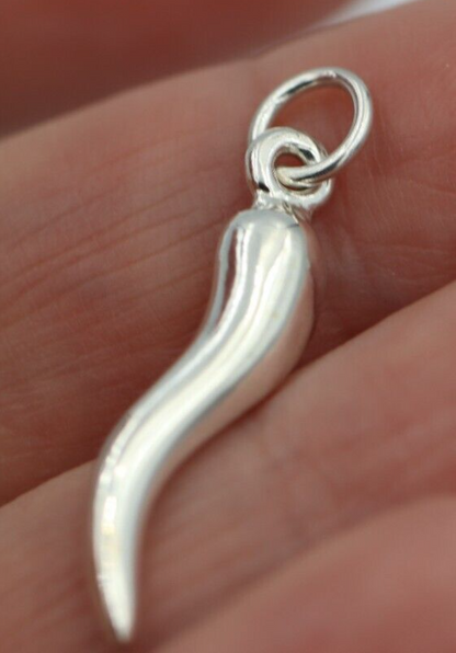 Genuine Sterling Silver 925 Lucky Horn Of Plenty Pendant / Charm