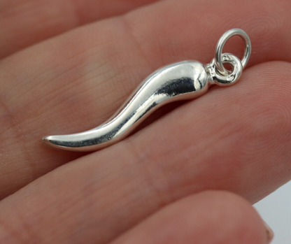 Genuine Sterling Silver 925 Lucky Horn Of Plenty Pendant / Charm