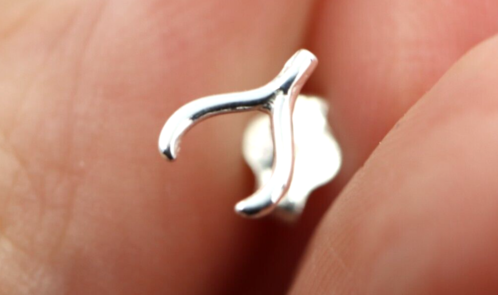 Kaedesigns New Sterling Silver Small Size Wishbone Stud Earrings