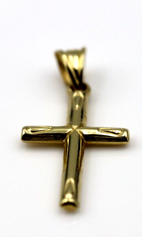 Genuine Hollow 14ct 14K Yellow Gold Small Cross Pendant