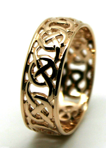 Genuine 9ct 9k Solid Yellow, Rose Or White Gold Large Celtic Ring In Your Size 223