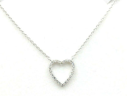 Sterling Silver Cubic Zirconia Open Heart Pendant + Chain Necklace