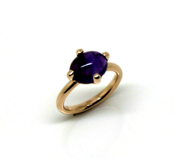 9ct Rose Gold Cabochon Oval Purple Amethyst Stacker Ring*Free Express Post In Oz