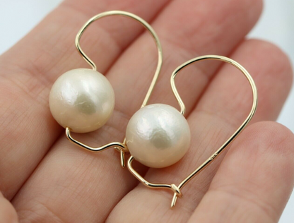 Genuine New 9ct 9k Yellow, Rose or White Gold 12mm White Freshwater Pearl Earrings