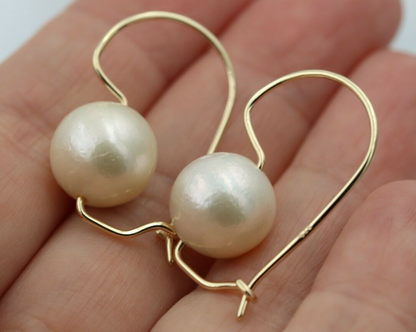 Genuine New 9ct 9k Yellow, Rose or White Gold 12mm White Freshwater Pearl Earrings