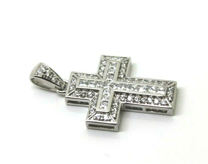 Cubic Zirconia 925 Genuine Sterling Silver Huge Cross Pendant