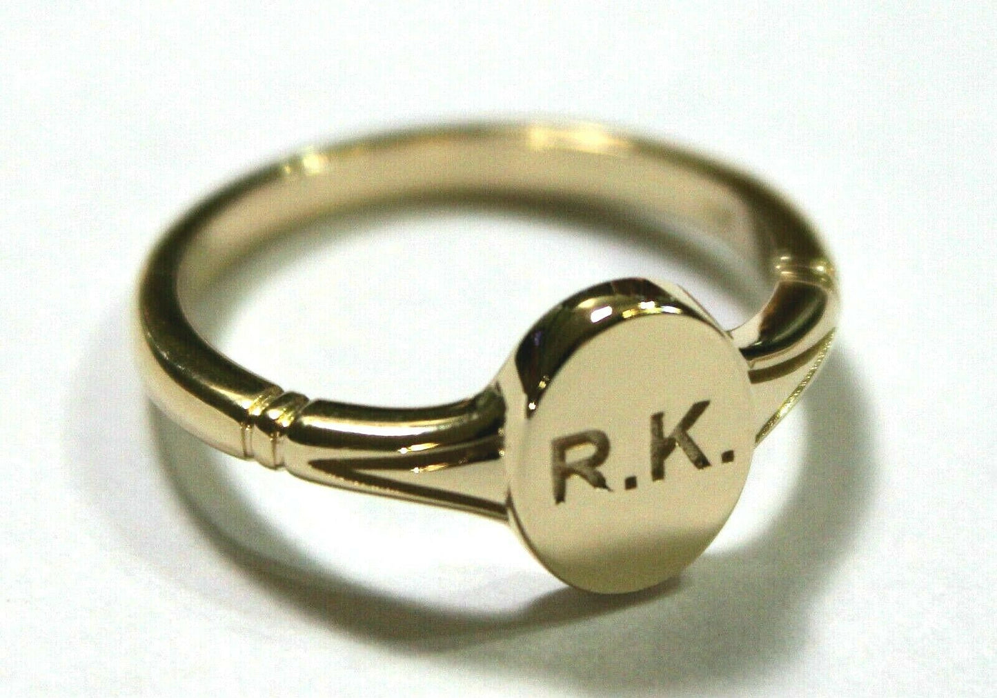 Size P Genuine Full Solid 9ct Yellow, Rose or White Gold Oval Signet Ring Engraved With Two Initials