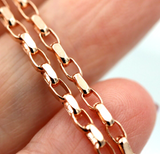 Genuine 9ct Rose Gold Diamond Cut Oval Belcher Chain Necklace 60cm 9.7gms