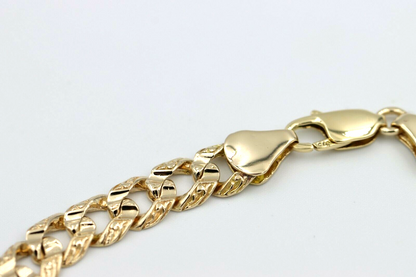 Genuine 9ct Yellow Gold Solid Large Curb Bracelet 21cm long