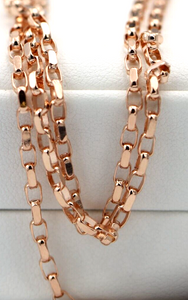 Genuine 9ct Rose Gold Diamond Cut Oval Belcher Chain Necklace 45cm 7.5gms