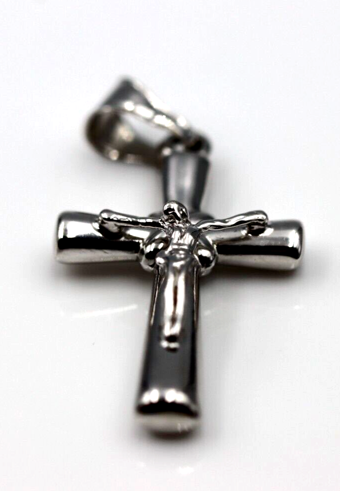 Genuine Hollow 14ct 14K White Gold Crucifix Cross Pendant *Free express post oz