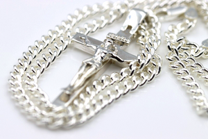 Genuine Sterling Silver Full Solid Heavy Crucifix Cross Pendant + Necklace Chain