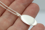 Sterling Silver Oval Disc Pendant Engraving Available + Kerb Chain with 45cm + 5cm extender