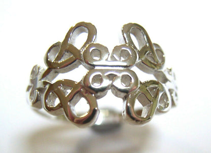 Solid New Genuine 9ct 9kt White Gold Hallmarked 375 Fancy Celtic Swirl Ring  421