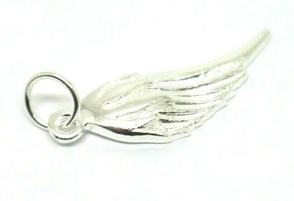 Solid sterling silver 925 Angel Wing charm 3D pendant or charm