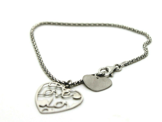 Genuine 925 Sterling silver heart bracelet Love You Heart 20cm