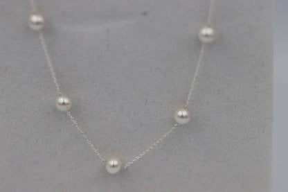 Genuine Sterling Silver Freshwater Cultured Pearl Necklace - 42cm + 5cm Extender