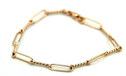 Genuine Handmade 22cm 9ct Yellow, Rose or White Gold Paper Clip Bracelet