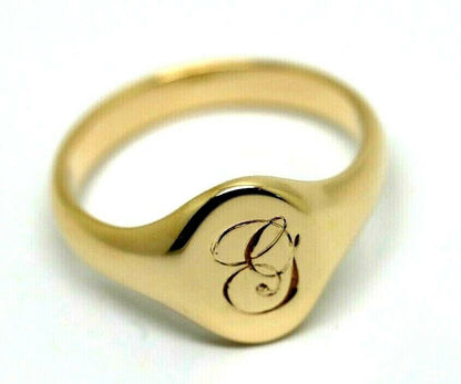 Size G 9ct 9K Yellow Gold Oval Signet Ring 9mm x 7mm + Engraving of 1 initial