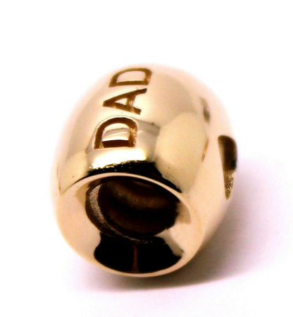 Kaedesigns,Genuine 9ct Yellow Or Rose Or White Gold Or Silver Dad Bead Charm