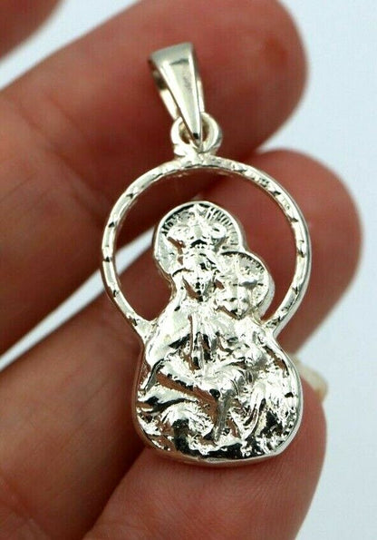 Sterling Silver 925 Modern Abstract Mary & Jesus Pendant