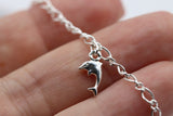 Genuine Sterling Silver 25cm Figaro Anklet + 3 Charm Dolphins *Free post