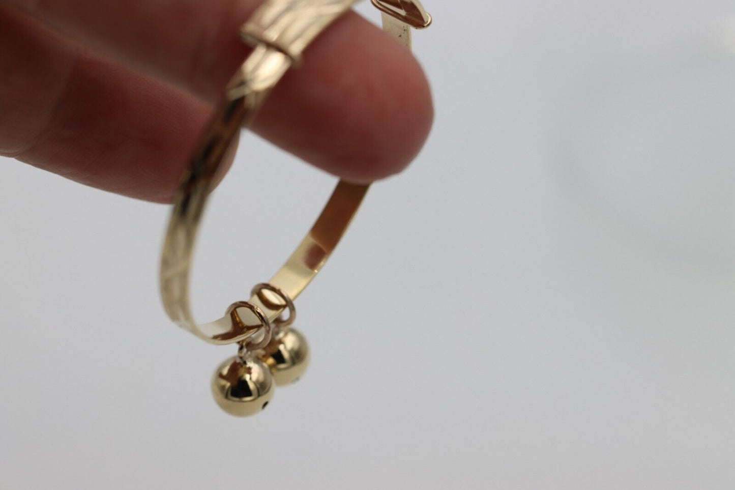 Genuine 9ct Yellow Gold 3.7mm wide Adjustable Baby Bangle with Bells