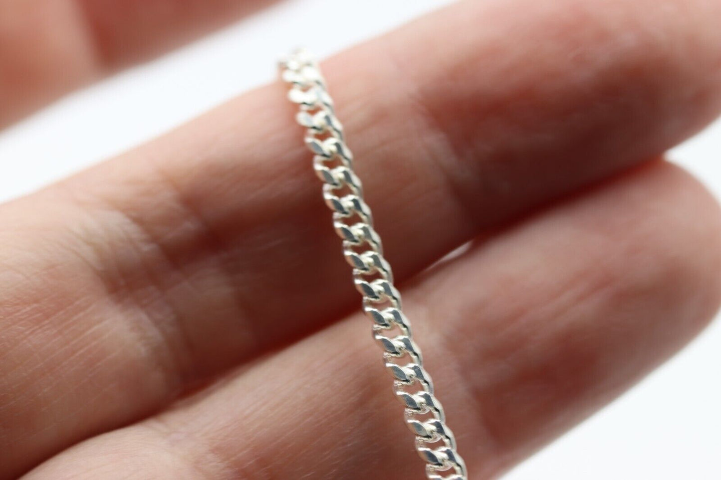 Genuine New Sterling Silver 2.8mm Curb Kerb Curb 19cm Bracelet