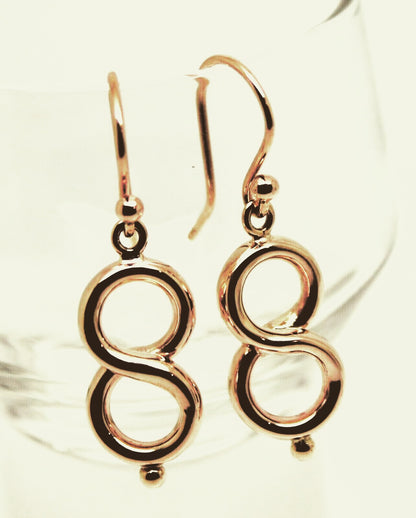 Genuine New 9ct Yellow, Rose or White Gold Swirl Drop Hook Earrings