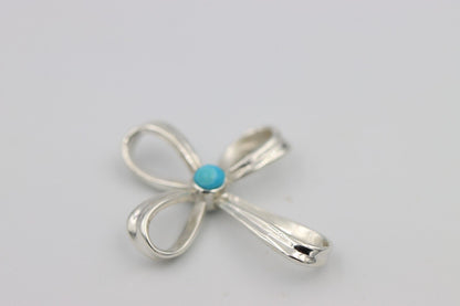 Kaedesigns, New Genuine Sterling Silver Cross Blue Turquoise Set Cross Pendant