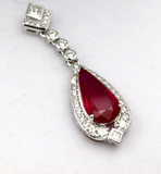 TDW.73ct Genuine 18ct White Gold Glass Filled Ruby Diamond Pendant *Free post