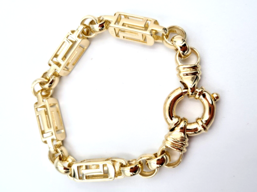 Heavy Solid 9ct Yellow,  Rose or White Gold Solid Belcher & Greek Key Bracelet