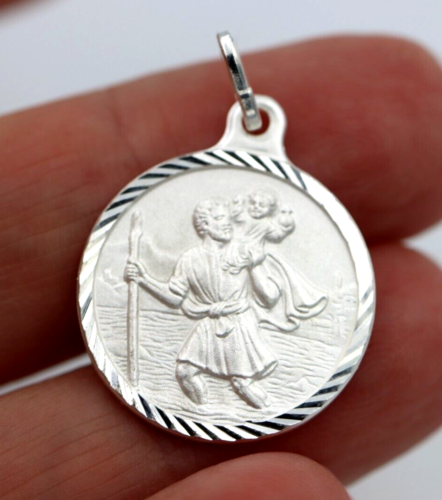 Sterling Silver St Christopher Matt Finish Pendant or Charm Travel Saint