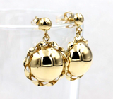 9ct Yellow Gold Twisted 16mm Half Ball Stud Ball Earrings *Free Express Post