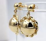 9ct Yellow Gold Twisted 16mm Half Ball Stud Ball Earrings *Free Express Post