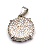 Genuine Cubic Zirconia 925 Sterling Silver Round Circle Pendant - Free Post