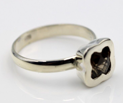 Size N Genuine Sterling Silver Smoky Quartz Clover Ring